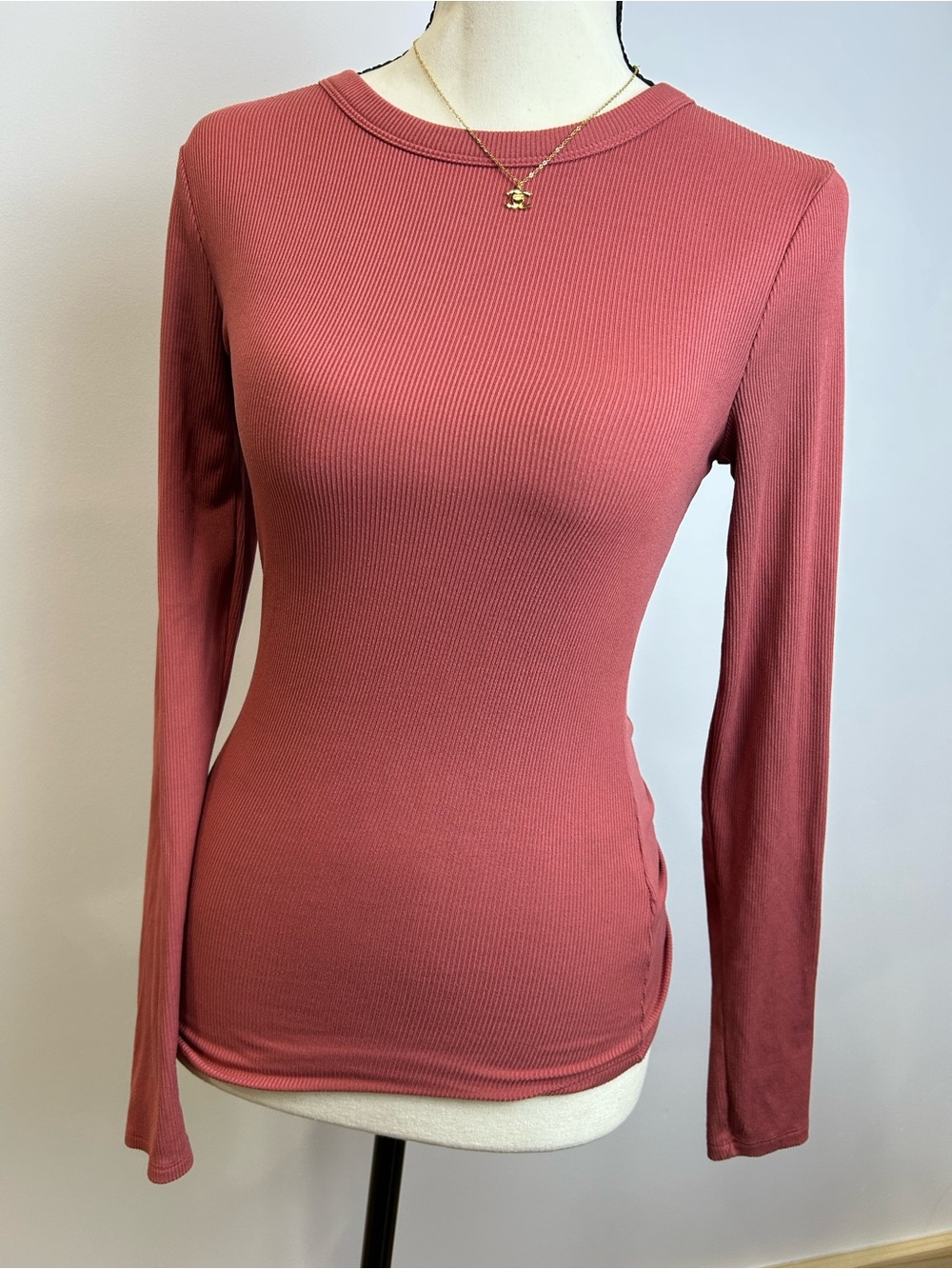No Boundaries Ribbed Long Sleeve Top - Dusty Rose